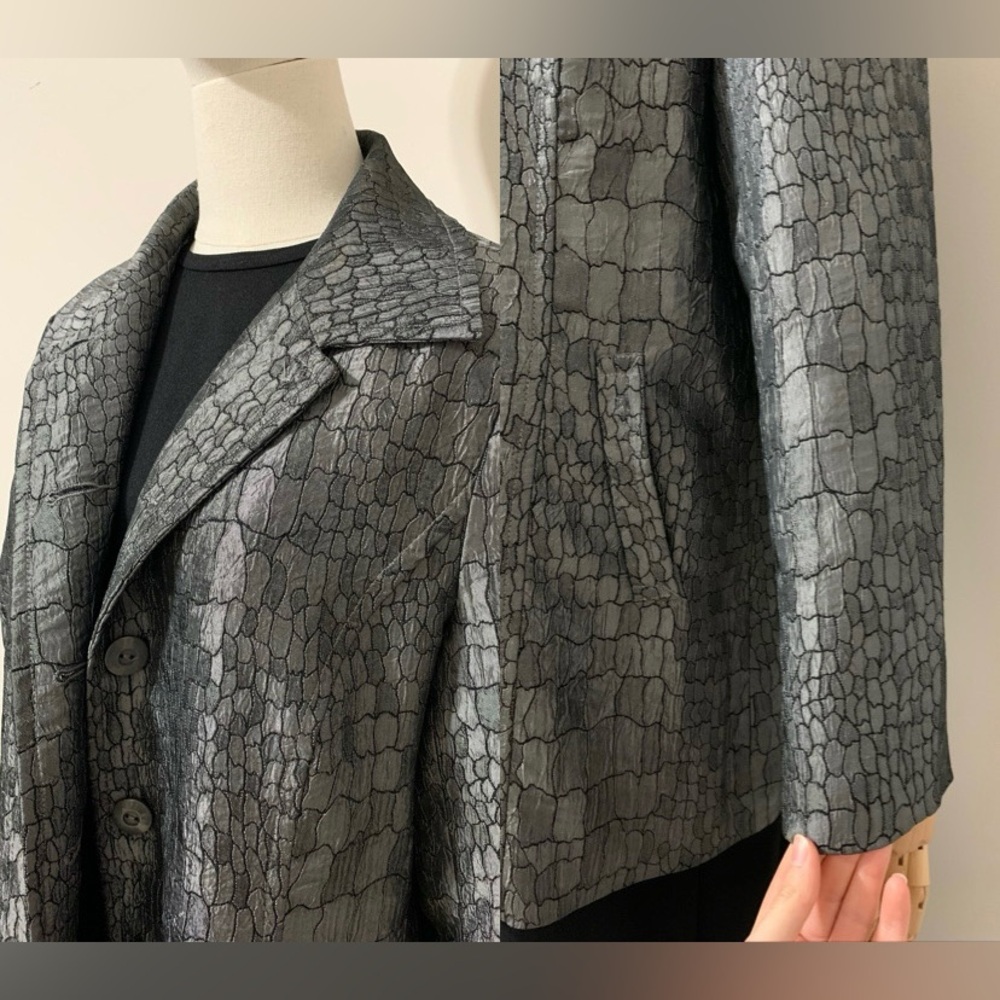 Grey / Silver Patterned Blazer / Jacket - image 4